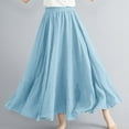 thumbnail image 1 of Abomasnow Womens Linen Maxi Skirt Fall Boho Solid Beach Elastic High Waist Pleated A-Line Flowy Swing Long Maxi Skirts Casual Loose Fit Skirts One Size, 1 of 6