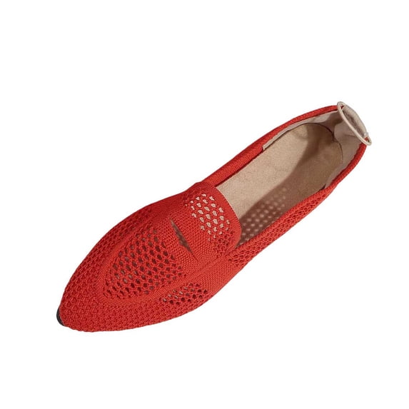 Abomasnow Womens Mesh Knit Pointed Toe Slip‑On Breathable Lightweight Loafer Flat Shoes