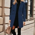 thumbnail image 1 of Abomasnow Womens Notched Lapel Collar Double Breasted Pea Coat Winter Wool Blend Over Coats Long Jackets S-2XL, 1 of 9
