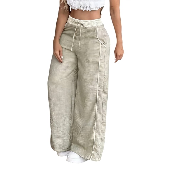Abomasnow Womens Parachute Pants Y2K Side Striped Wide Leg Sweatpants Elastic Drawstring Waist Jogger Pants with Pockets