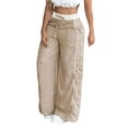 thumbnail image 1 of Abomasnow Womens Parachute Pants Y2K Side Striped Wide Leg Sweatpants Elastic Drawstring Waist Jogger Pants with Pockets, 1 of 6