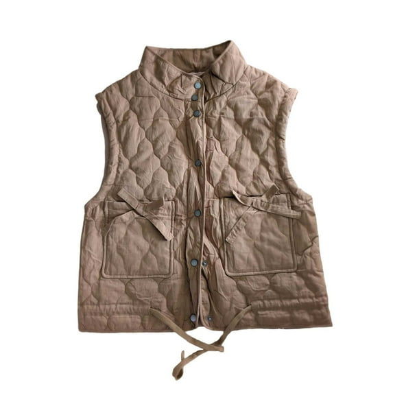 Abomasnow Womens Quilted Puffer Vest Winter Stand Collar Warm Quilted Jackets Lightweight Button Down Padded Gilet Outerwear