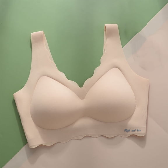 Abomasnow Womens Seamless Bras No Underwire Supportive Wireless Push Up Full Coverage Bralette Comfort Scalloped T-Shirt Bra
