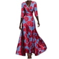 thumbnail image 1 of Abomasnow Womens Spring Floral Printed Maxi Dress 2025 Elegant V Neck Belted Summer Wedding Prom Cocktail Beach Dresses, 1 of 6
