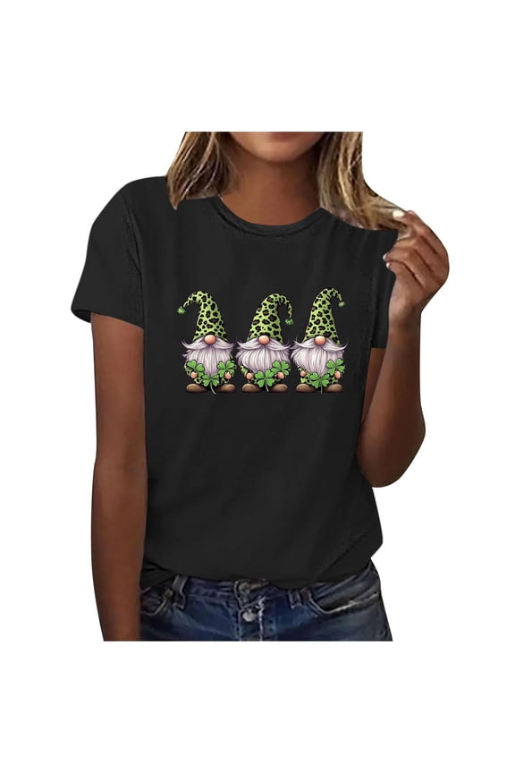 Womens St Patrick's Day Tops Shamrock Clover Print T Shirt Irish Flag Graphic Tees Lucky Teen Blouse S-2XL