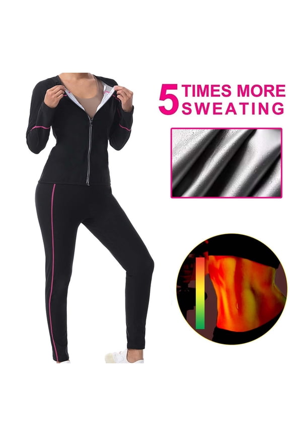 Womens Sweat Suits 2 Piece Workout Weight Loss Tracksuits Accelerated Exercise Yoga Jogging Track Outfit S-3XL