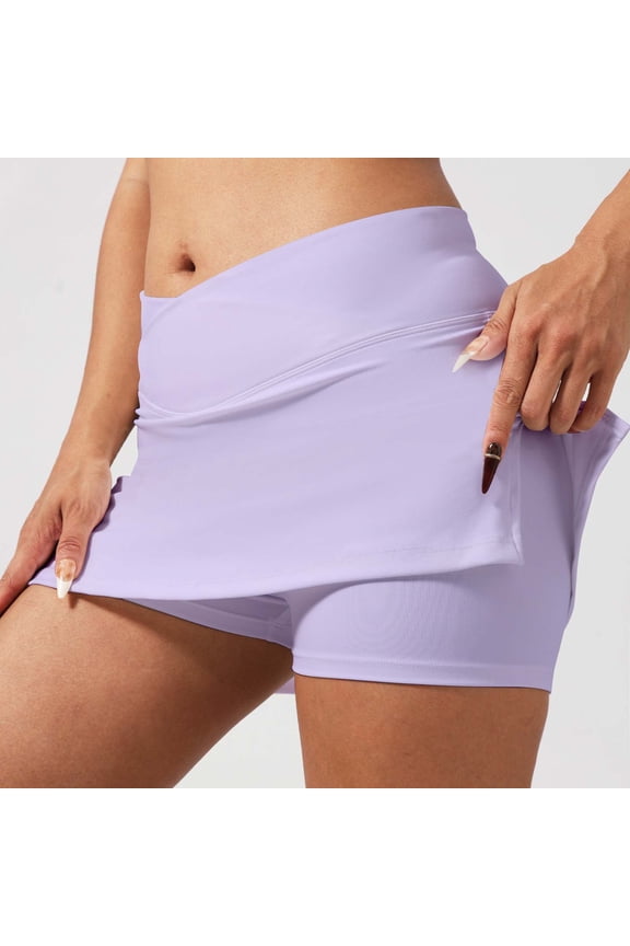 Womens Tennis Skirt High Waisted Skinny Golf Skort Cross Waist Stretchy Athletic Skirts for Workout Pickleball Running