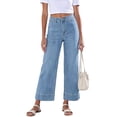 thumbnail image 1 of Abomasnow Womens Wide Leg Jeans High Waist Straight Leg Stretchy Baggy Denim Pants S-2XL, 1 of 7