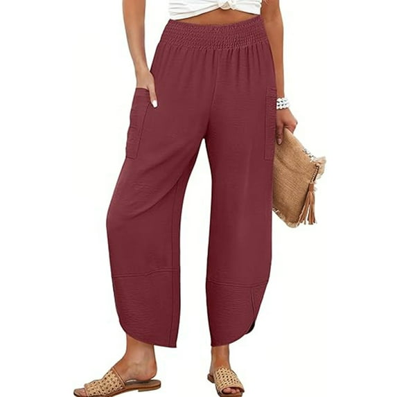 Abomasnow Womens Wide Leg Palazzo Capri Pants 2025 Summer Casual Loose High Waisted Lounge Flowy Cropped Beach Work Trousers