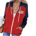 thumbnail image 1 of Abomasnow Womens Zip Up Hoodie American Flag Graphic Long Sleeve Freedom Shirts Casual Drawstring Hooded Sweatshirt, 1 of 4