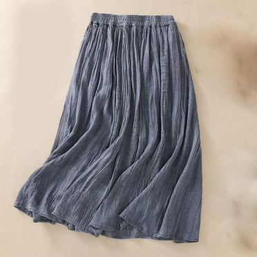 Abomasnow Womens maxi skirt Cotton Linen Fall A Line Long Skirt Casual Lightweight Loose Fit Solid Color High Elastic Waist Long Cargo Skirts