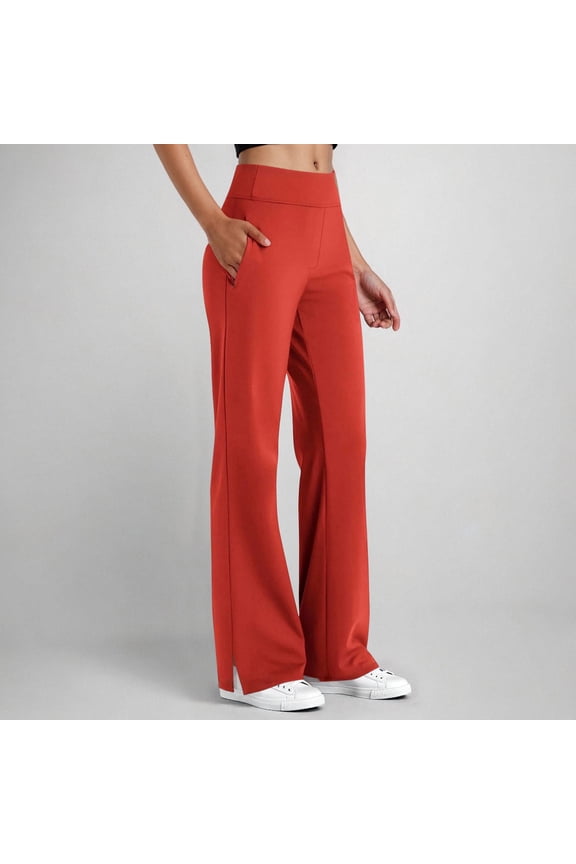 Yoga Pants Women Tummy Control Wide Leg Pants with Pockets High Waist Stretch Dress Casual Sweatpant S-2XL
