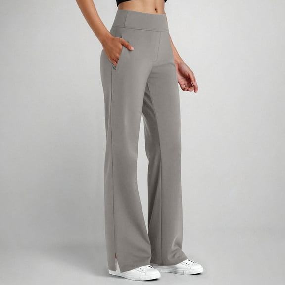 Abomasnow Yoga Pants Women Tummy Control Wide Leg Pants with Pockets High Waist Stretch Dress Casual Sweatpant S-2XL