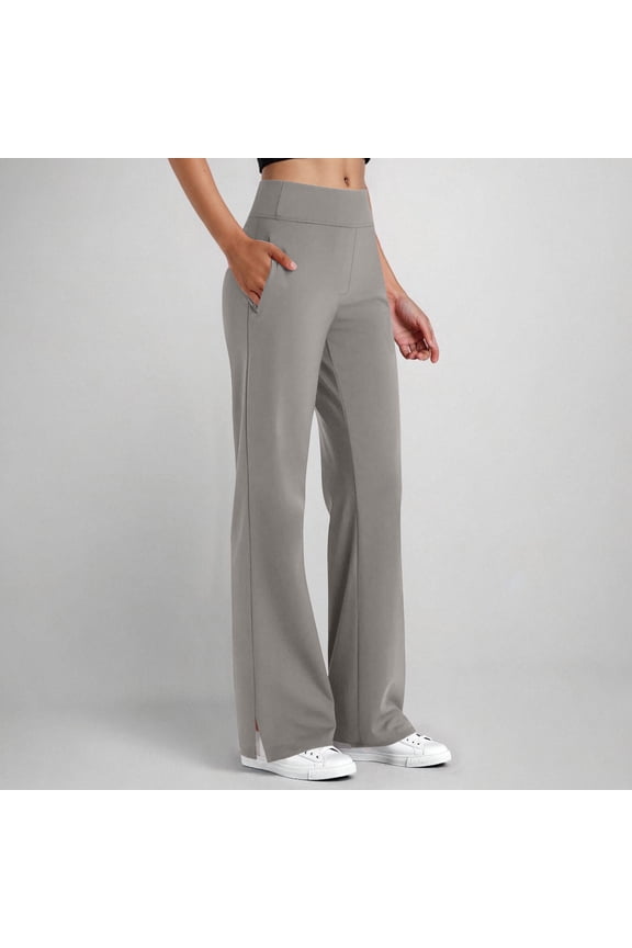 Yoga Pants Women Tummy Control Wide Leg Pants with Pockets High Waist Stretch Dress Casual Sweatpant S-2XL