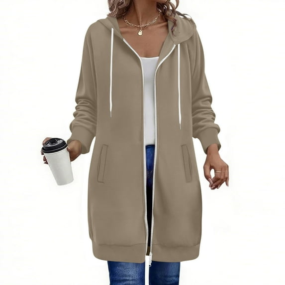 Abomasnow Zip Up Hoodies for Women Casual Long Sleeve Oversized Sweatshirts Lightweight Fleece Jackets with Pockets S-2XL