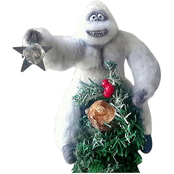 Abominable Snowman Christmas Tree Topper - Pose-able Arms, Funny Unique Felt Chimpanzees Ornament, Christmas Tree Decorations