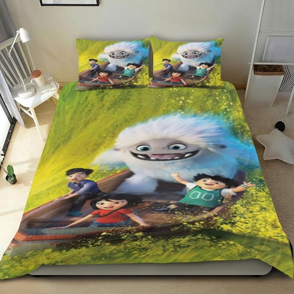 Abominable Themed Bed Sheet Set Three Piece Set 53x79 In ches Comfortable And Skin Friendly Unique Design Creating A Star Studded Night Home Decor Gifts For Family Friends fans
