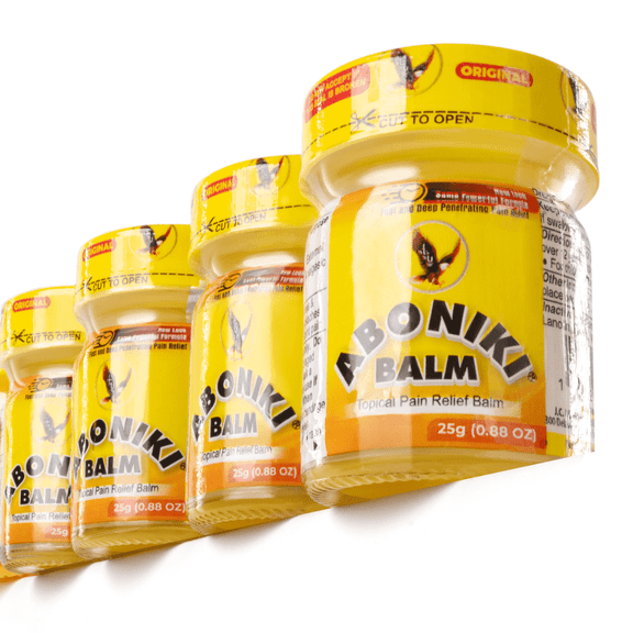 Aboniki Balm (4 Plastic Jars) - Fast-Acting and Deep Penetrating Pain Relief for Joint Pains, Muscle Soreness, Arthritis, Pain in Knees, Neck & for Sprains & Strains
