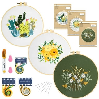 3Pcs Flowers Plant Embroidery Starter Kit for Beginners Stamped Cross  Stitch Kits with Flowers and Plants Patterns with Embroidery Hoops and  Color Threads for Adults Kids DIY Decor Living Room 
