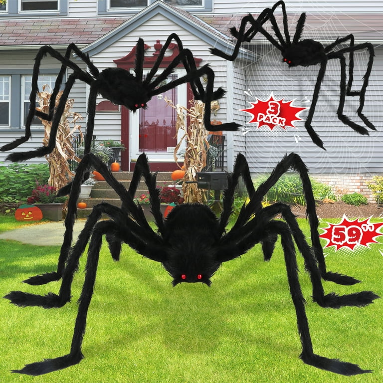 Aboosam Halloween Giant Spider Decorations 3 Pcs Realistic