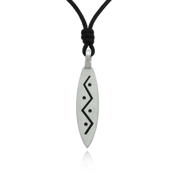 Aboriginal Art Surfboard Silver Pewter Charm Necklace Pendant Jewelry With Cotton Cord