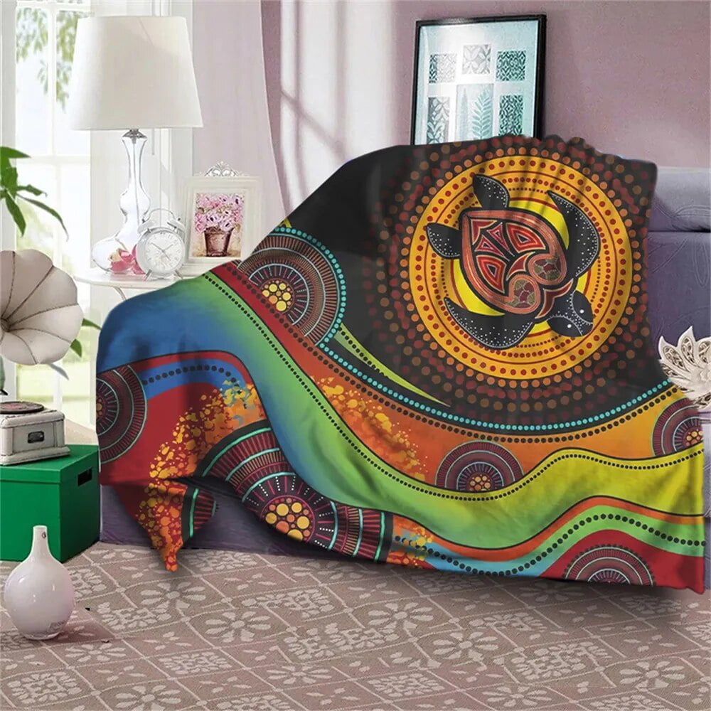 Aboriginal Australia Indigenous Turtles Blanket Winter Warm Size Bed Sofa Fluffy Plush Blankets Throw Quilt Design Flannel Walmart