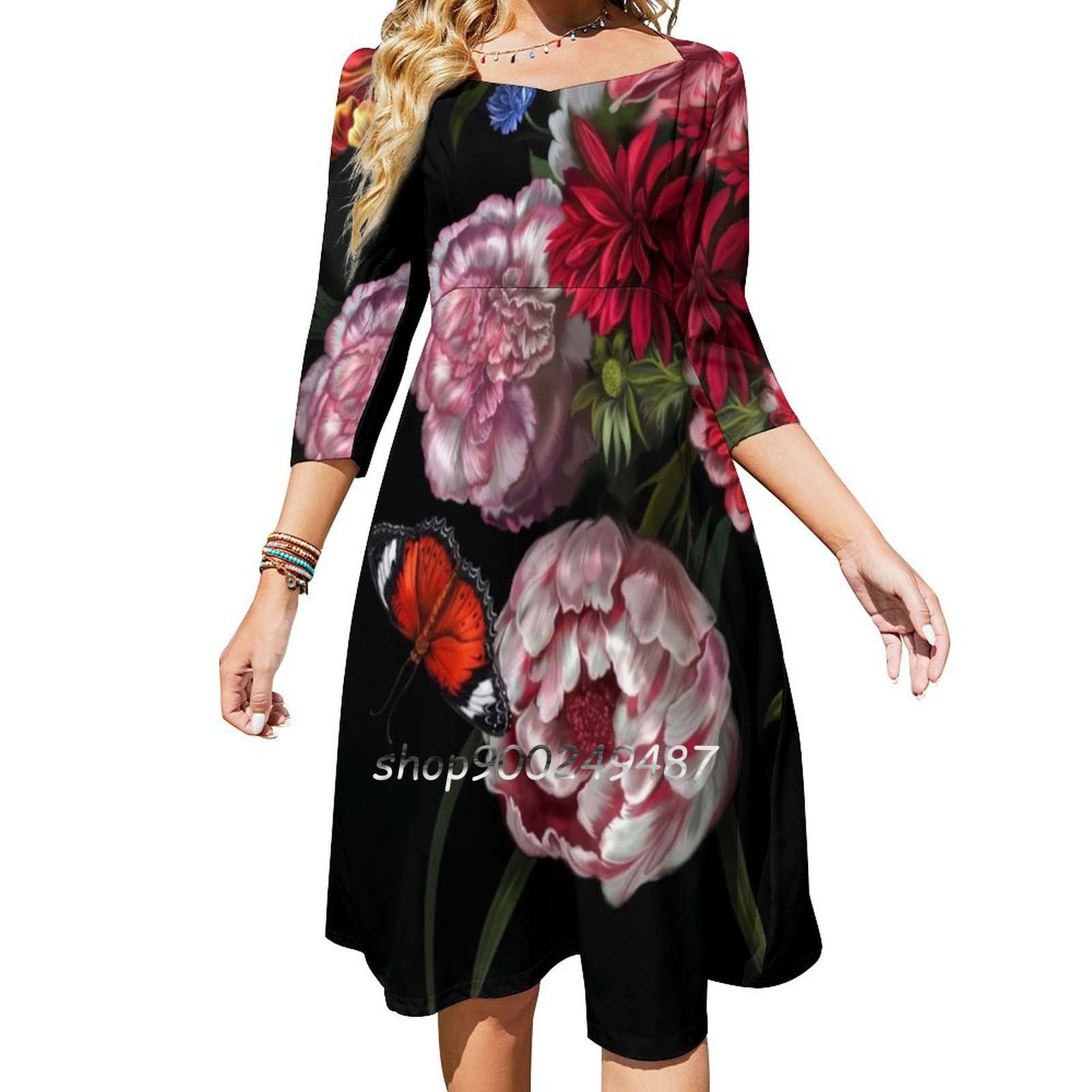 Aboriginal Dna Sweetheart Knot Flared Dress Fashion Design Large Size ...