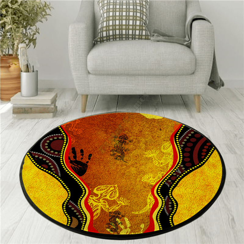 Cool Rug Lizard Aboriginal Naidoc Week 2021 Turtle Lizard 3D Design Circle Rug Non-slip ...