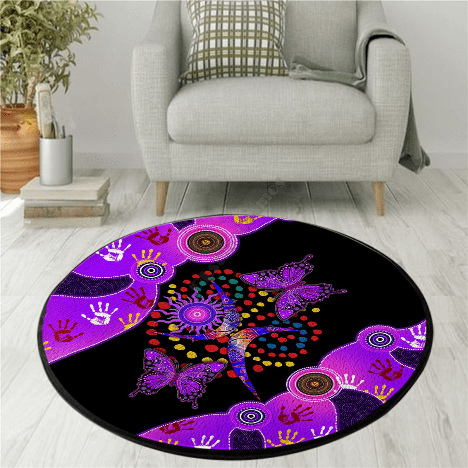 Circle Turtle Rug Aboriginal Naidoc Week 2021 Turtle Lizard 3D Design Circle Rug Non-slip ...