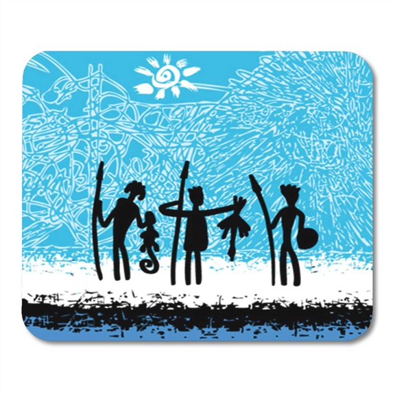 Aboriginal Tribal After The Hunt Abstract Ancient Antiquities Beauty Black Mousepad Mouse Pad Mouse Mat 9x10 inch