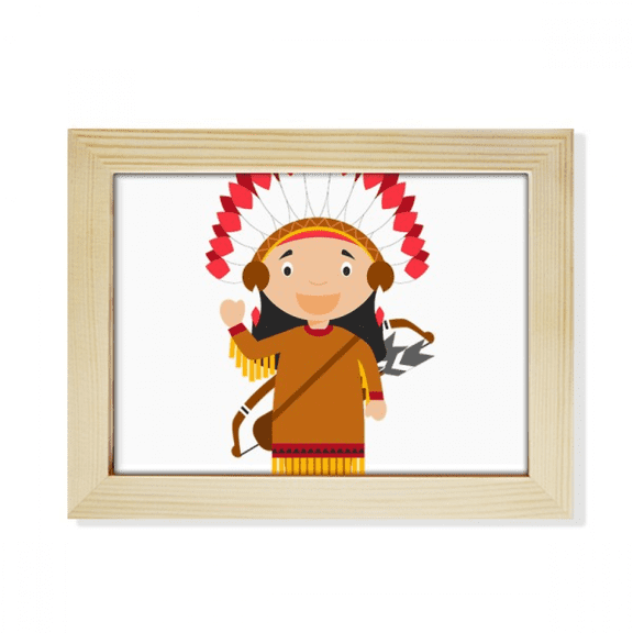 Aboriginal Tribe USA Cartoon Desktop Photo Frame Picture Art Decoration Painting 6x8 inch