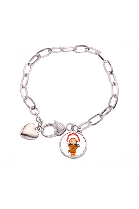 Aboriginal Tribe USA Cartoon Heart Chain Bracelet Jewelry Charm Fashion