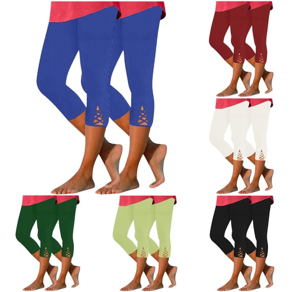 Aboser 2 Pack Capri Leggings for Women Slim Fit Knee Length Tights Trendy Crossover Strap Leggings Stretch Casual High Waisted Beach Pants