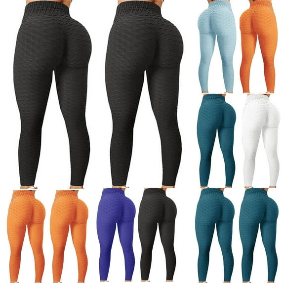 Aboser 2 Pack Textured Yoga Leggings for Women Scrunch Butt Lifting Workout Pants High Waisted Tummy Control Tights Athletic Cycling Travel Pants Multicolor