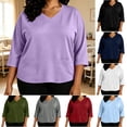 thumbnail image 1 of Aboser 3/4 Sleeve Scrub Tops for Women Plus Size V Neck Nursing Shirts Workwear Breathable Soft Scrubs Shirt Solid Color Uniform Tops with Pockets, 1 of 6
