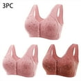 thumbnail image 1 of Aboser 3 Pack Bras for Women Push Up Daisy Bras Breathable Front Close Bras Full Support No Underwire Bra Comfort Seamless Bras, 1 of 6