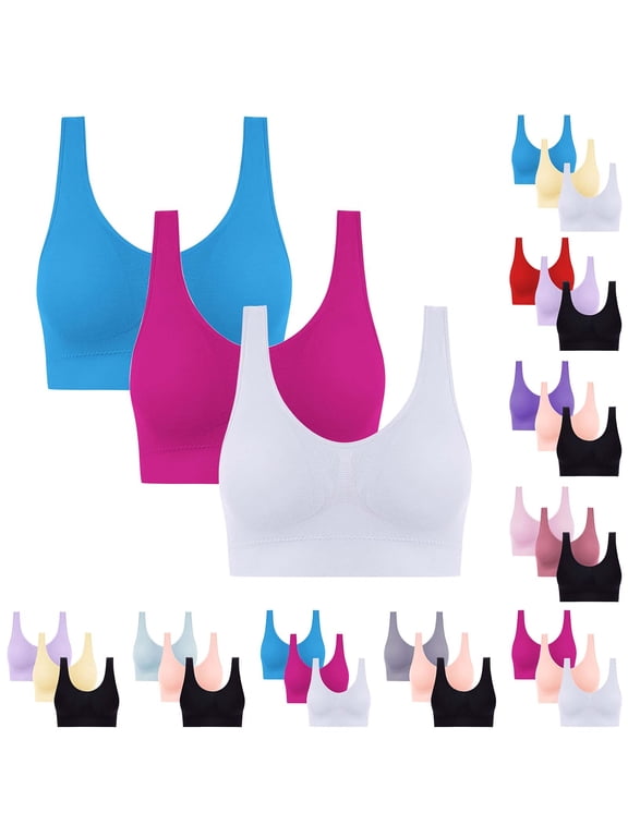 3 Pack Seamless Bras for Women No Underwire Liftup Bras Comfortable Full Supportive Bralettes Comfort Soft Wirefree Pullover Bra Plus Size Everyday Bralette