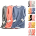 thumbnail image 1 of Aboser 3 Pack Thermal Lined Loungewear for Women Plus Size Sherpa Fleece Sweatshirts Warm Winter Crewneck Pullover Tops Solid Color Long Sleeve Undershirts, 1 of 6