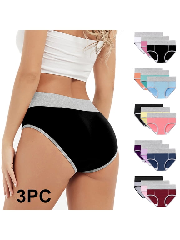 3 Pack Women's Menstrual Period Panties Teens Heavy Flow Period Underwear Soft Postpartum Briefs Leakproof Cotton Panty Underwear