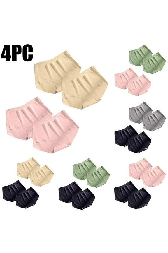 4 Pack Cooling Panties for Women Moisture Wicking Seamless Underwear Womens Mid Waist Hipster Briefs Breathable Full Coverage Panties