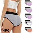 thumbnail image 1 of Aboser 4 Pack High Waisted Panties for Women Plus Size Seamless Underwear Breathable Full Coverage Panty Soft Cotton Hipster Briefs, 1 of 9