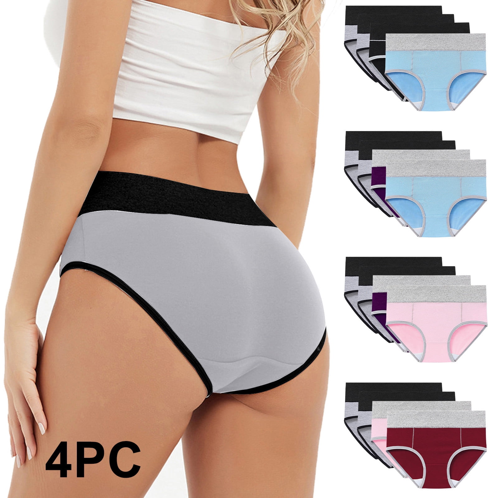 Ctreela Womens Mid Waisted Period Underwear Menstrual Leakproof Cotton Panties 3 Pack Tenns Heavy Flow Menstrual Period Panties 5 Pc - View #3