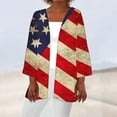 thumbnail image 1 of Aboser 4th of July USA Cardigans for Women Retro Stars and Stripes Print Cardigan Loose Open Front Cover Up American Flag Patriotic Cardigans Blue XXL, 1 of 5