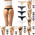 thumbnail image 1 of Aboser 5 Pack Seamless Thongs for Women No Show Low Waist Underwear Breathable Butt Lift Hipster Panties Comfort Soft Cotton Bikini Thongs, 1 of 8