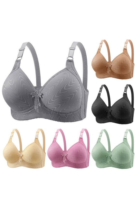 Anti Sagging Bras for Older Women Push Up Wirefree Bras for Seniors Breathable Cotton Full Coverage Bra Comfort Snap Closing Tshirt Bras Hot Pink XL