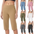 thumbnail image 1 of Aboser Athletic Capri Yoga Pants for Women High Waist Workout Capris Stretchy Straight Leg Gym Pants Casual Knee Length Cropped Trousers Solid Color Open Buttom Sweatpants with Pockets, 1 of 9