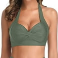 thumbnail image 1 of Aboser Bikini Swimsuit Tops for Women Twist Front Padded Bikini Top Push Up Halter Swimsuits Tops Sexy V Neck Bathing Suit without Buttom, 1 of 6
