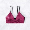 thumbnail image 1 of Aboser Bikini Top for Women Sparkly Sequin Swim Tops Adjustable Spaghetti Straps Bathing Suit Top Push Up Halter Swimsuit Tops, 1 of 6