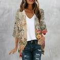 thumbnail image 1 of Aboser Boho Floral Print Cardigans for Women Plus Size Open Front Kimonos Casual 3/4 Sleeve Kimono Cardigan Loose Fit Beach Cover Ups, 1 of 5