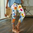 thumbnail image 1 of Aboser Boho Yoga Pants for Women Floral Print Capri Leggings Workout High Waisted Capris Pants Soft Comfy Cropped Pants Knee Length Workout Jeggings Summer Lounge Tights, 1 of 7